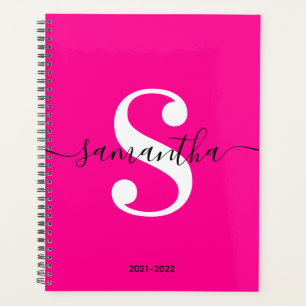 Magenta Zwart en Wit Moderne Stijl Monogram Planner
