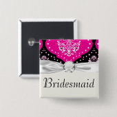 mager roze witte hennep vierkante button 5,1 cm (Voorkant /achterkant)