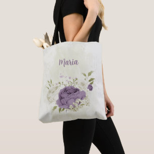 Magere en witte bloemen draagtas
