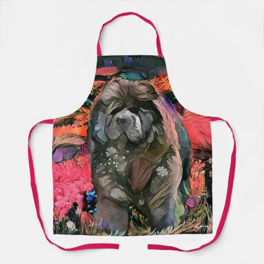 MAGGIE Black chow All-Over Print Apron Schort (Voorkant)