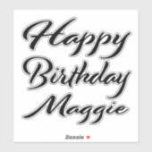 Maggie Name Prénom Anniversaire de Black Sticker (Feuille)