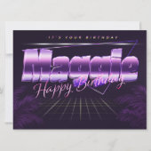 Maggie prénom carte rétro lilas pour anniversaire (Devant)