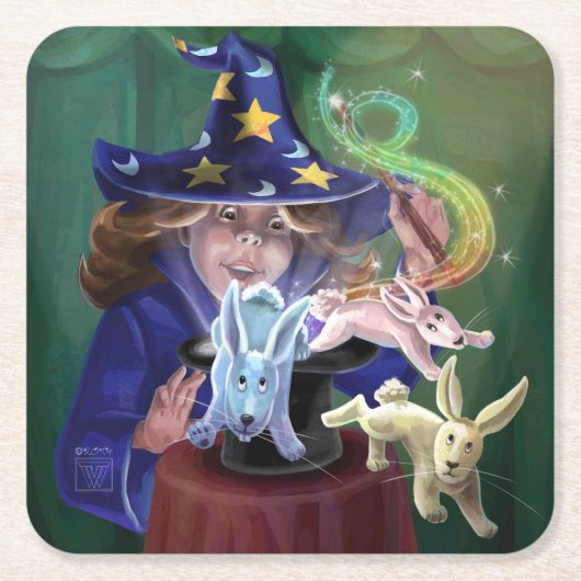 Magic Act Vierkante Kartonnen Onderzetter (Voorkant)