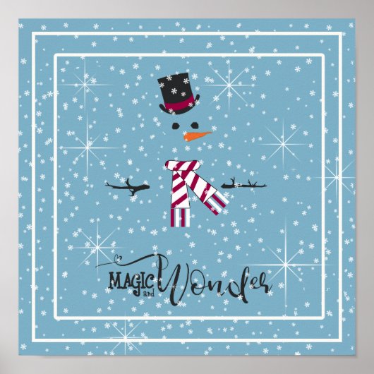 Magic and Wonder Kerstmis Snowman Blue ID440 Poster (Voorkant)