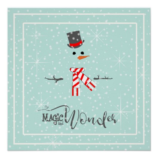 Magic and Wonder Kerstmis Snowman Mint ID440 Perfect Poster (Voorkant)