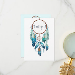 Magic Aquamarine Dreamcatcher Baby shower Bedankkaart