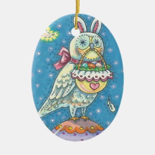 MAGIC BARN OWL, EASTER EGG BASKET, BIRD Dated 2020 Keramisch Ornament (Voorkant)