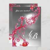 MAGIC BERRIES 4,MONOGRAM rood wit kristal Kaart (Voorkant / Achterkant)