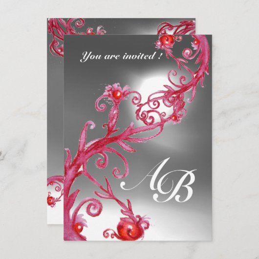 MAGIC BERRIES 4,MONOGRAM rood wit kristal Kaart (Voorkant / Achterkant)