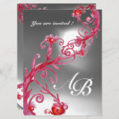 MAGIC BERRIES 4,MONOGRAM rood wit kristal Kaart (Voorkant / Achterkant)