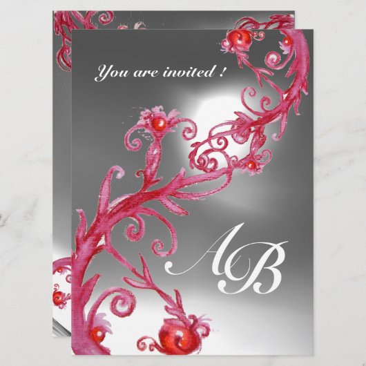 MAGIC BERRIES 4,MONOGRAM rood wit kristal Kaart (Voorkant / Achterkant)