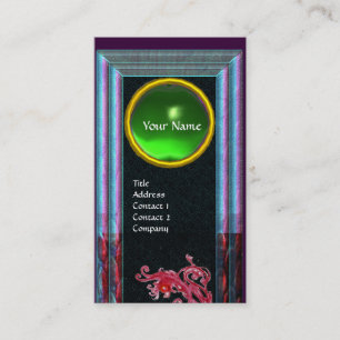 MAGIC BERRIES GREEN EMERALD MONOGRAM, zwart blauw Visitekaartje