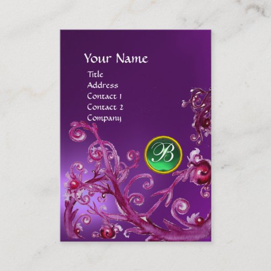 MAGIC BERRIES GREEN GEM MONOGRAM amethyst paars Visitekaartje (Voorkant)