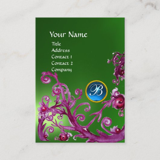 MAGIC BERRIES MONOGRAM GEM emerald green blue Visitekaartje (Voorkant)