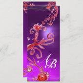 MAGIC BERRIES MONOGRAM paars wit champagne Kaart (Voorkant / Achterkant)