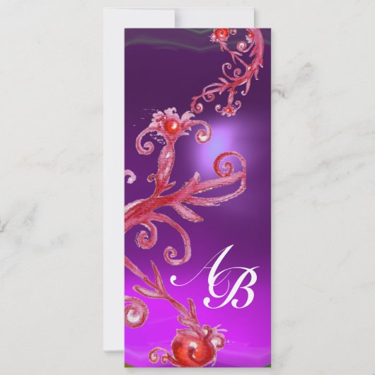 MAGIC BERRIES MONOGRAM paars wit champagne Kaart (Voorkant)