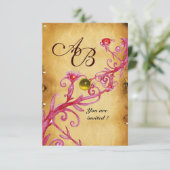 MAGIC BERRIES MONOGRAM Parchment Yellow rsvp Kaart (Staand voorkant)