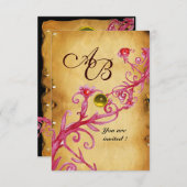 MAGIC BERRIES MONOGRAM Parchment Yellow rsvp Kaart (Voorkant / Achterkant)