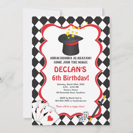Magic Birthday Invitation, Magic Birthday Invite Kaart (Voorkant)