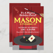 Magic Birthday Party Invitation Top Hat & Magic. Kaart (Voorkant / Achterkant)