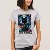 Magic Black Cat - De Lezer - Tarot Kaart T-shirt (Voorkant)