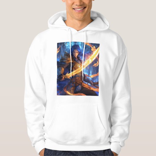 "Magic Blade of Blue Flames T-Shirt Design" (Voorkant)