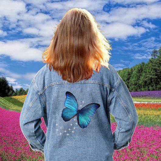 Magic Blue Butterfly & Stars Denim Veste
