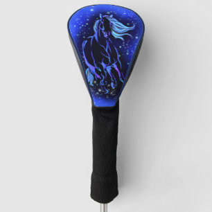 Magic Blue Horse die op de maanlichte Sterrennacht Golfheadcover