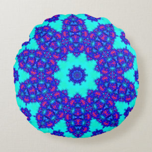 Magic Blue kaleidoscope flourished Rond Kussen