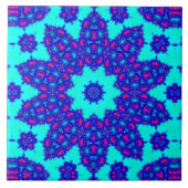 Magic Blue kaleidoscope flourished Tegeltje (Voorkant)
