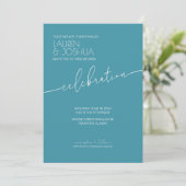 Magic Blue · Modern minimalistisch script bruiloft Kaart (Staand voorkant)