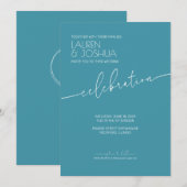 Magic Blue · Modern minimalistisch script bruiloft Kaart (Voorkant / Achterkant)