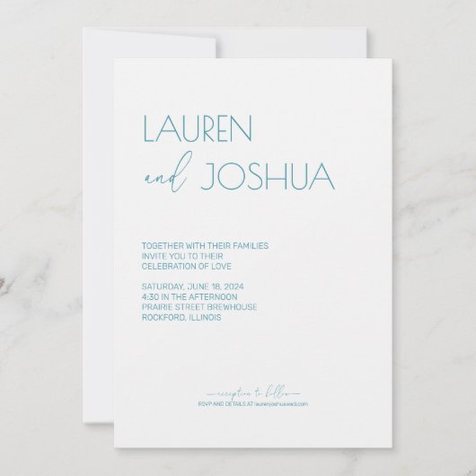 Magic Blue · Modern minimalistisch script bruiloft Kaart (Voorkant)