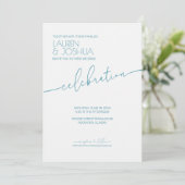 Magic Blue · Modern minimalistisch script bruiloft Kaart (Staand voorkant)