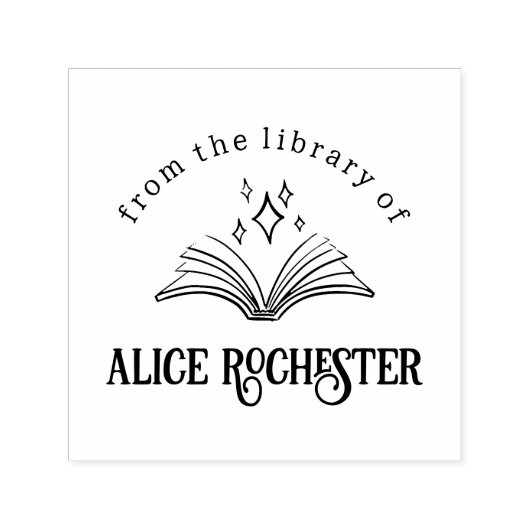 Magic Book Personal Library Custom Name Book Zelfinktende Stempel (Design)