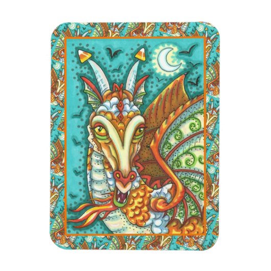 MAGIC CANDY CORN DRAGON, HALLOWEEN FANTASY BEAST MAGNEET (Verticaal)