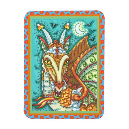 MAGIC CANDY CORN DRAGON, HALLOWEEN FANTASY MAGNEET (Verticaal)
