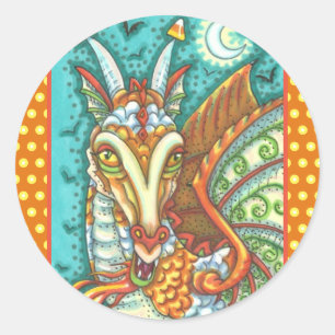 MAGIC CANDY CORN DRAGON, HALLOWEEN FANTASY RONDE STICKER