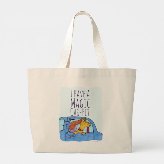 Magic Car Pet Funny Cartoon Motto Fun Grote Tote Bag (Achterkant)