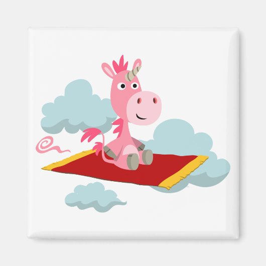Magic Cartoon Unicorn's Magic Carpet Ride Magnet (Devant)