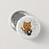 Magic Cat With Bunny Hat Button (Voorkant /achterkant)