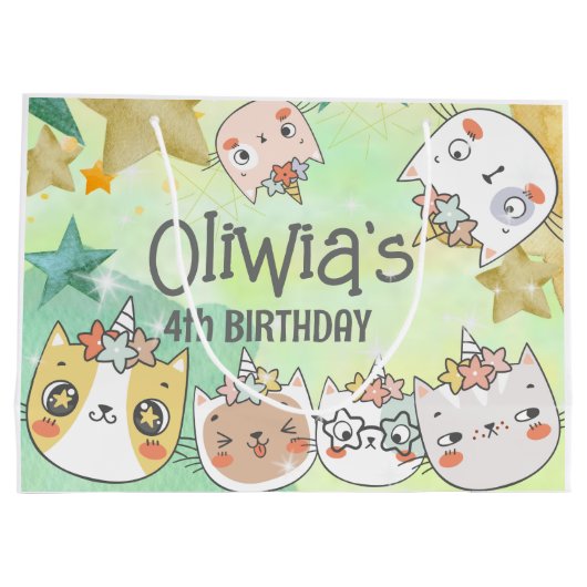 Magic caticorn anniversaire Grand sac cadeau (Dos)