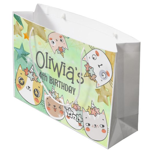 Magic caticorn anniversaire Grand sac cadeau (Dos Angle)