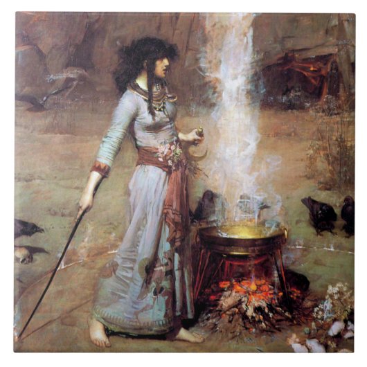Magic Circle, John William Waterhouse Tegeltje (Voorkant)