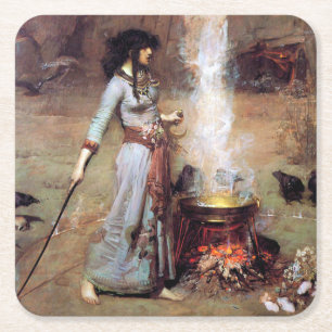 Magic Circle, John William Waterhouse Vierkante Kartonnen Onderzetter