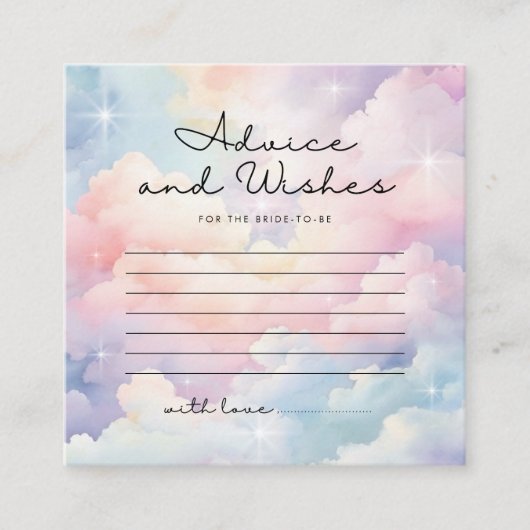 Magic Clouds Sky Advies en Wensen Vrijgezellenfees Informatiekaartje (Voorkant)