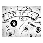 Magic Crypto Bitcoin (voeg QR openbaar adres toe) Rubberstempel (Afrduk)