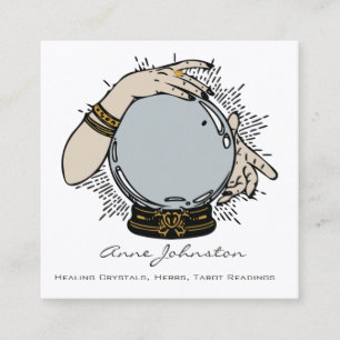 Magic Crystal Ball and Hands Square Visitekaartje