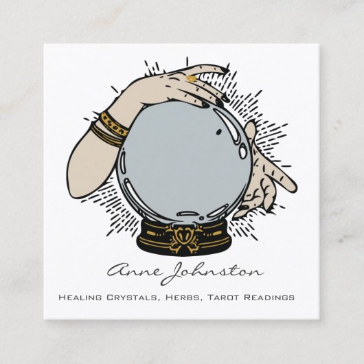 Magic Crystal Ball and Hands Square Visitekaartje (Voorkant)