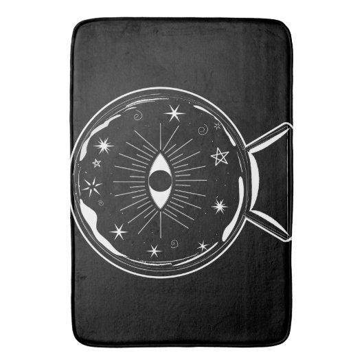 Magic Crystal Ball Scry Seeing Eye vertelt alles Badmat (Voorkant Verticaal)